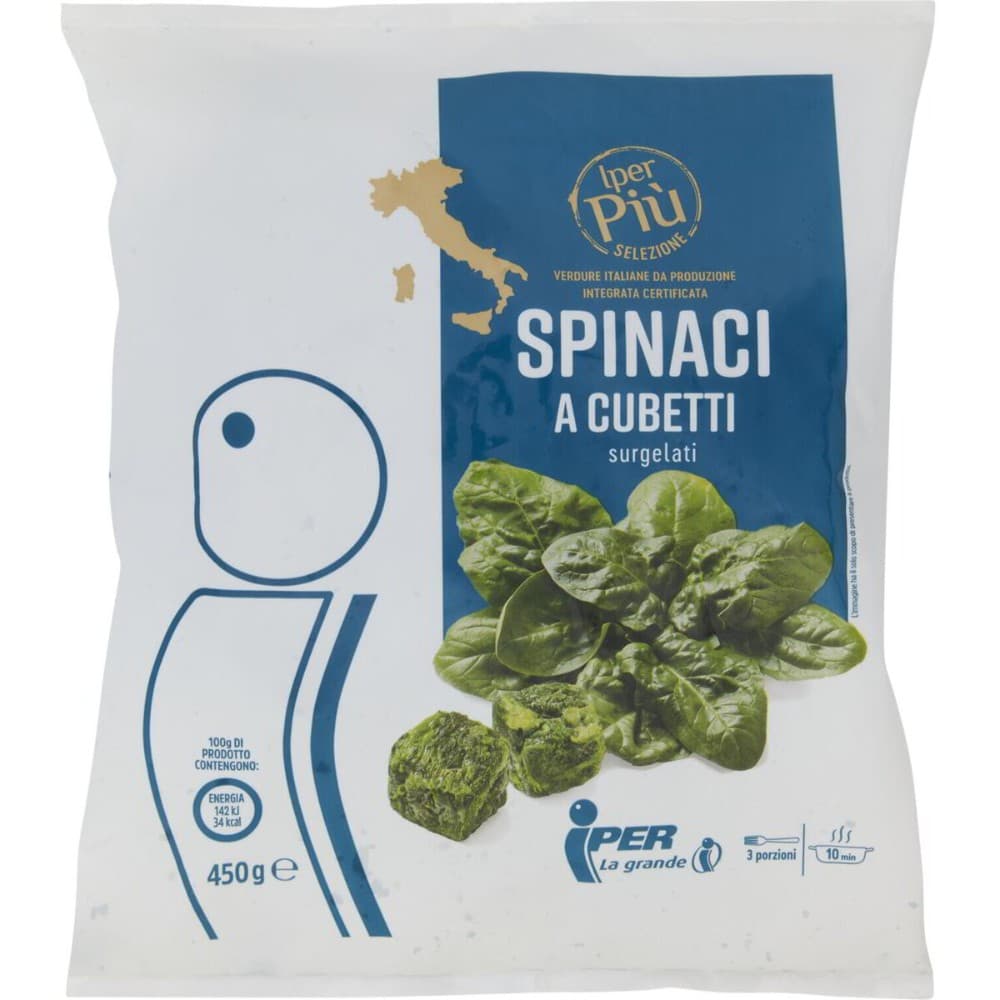 Spinaci a cubetti surgelati, 450 g – Iper La grande i