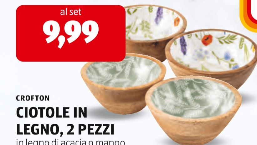 Crofton Ciotole in Legno 2 pezzi in offerta da ALDI