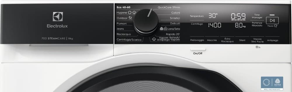 Electrolux lavatrice SteamCare 700 EWF7411BG3, 11 kg – Comet