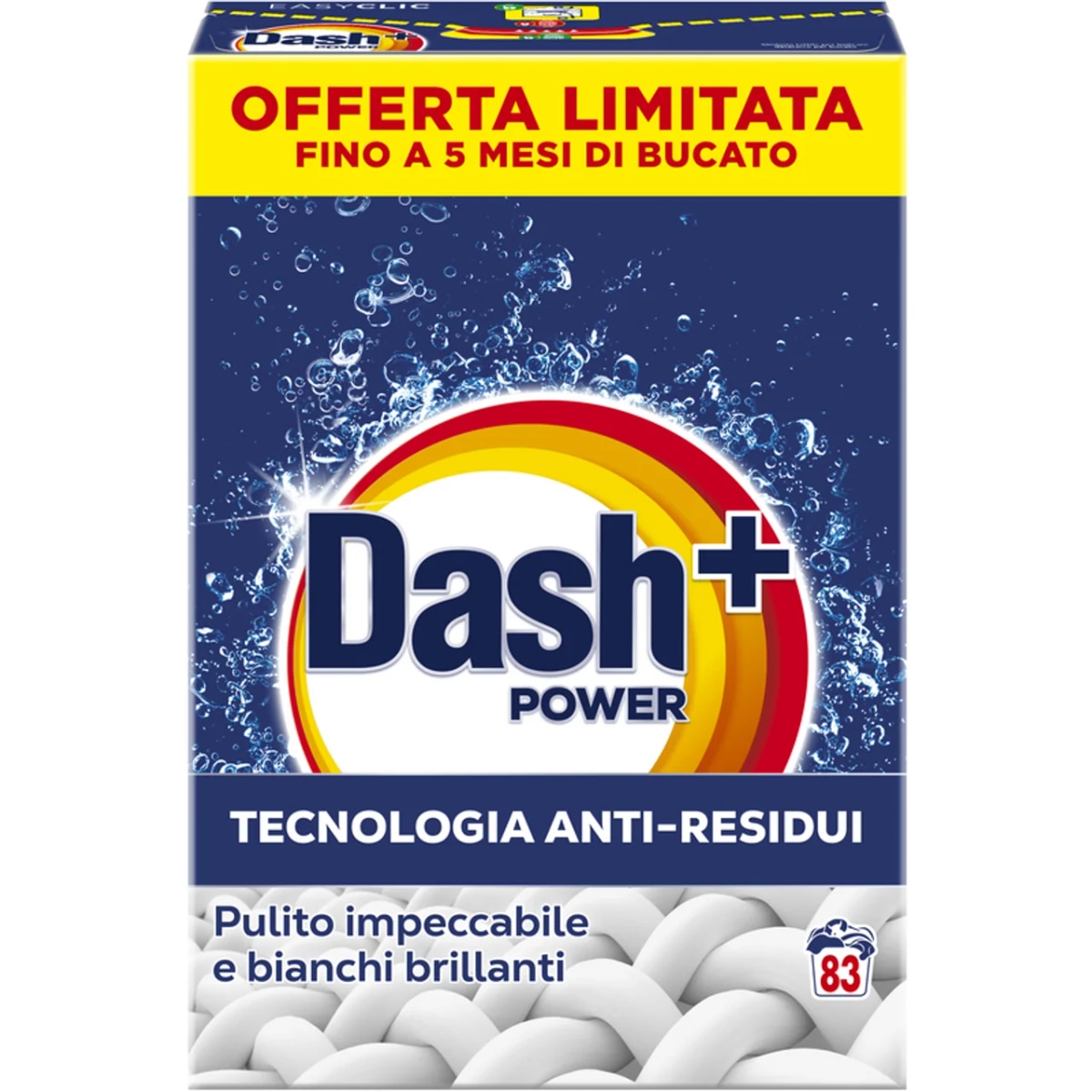 Dash+ Power detersivo in polvere per lavatrice 83 misurini in offerta da Il Gigante