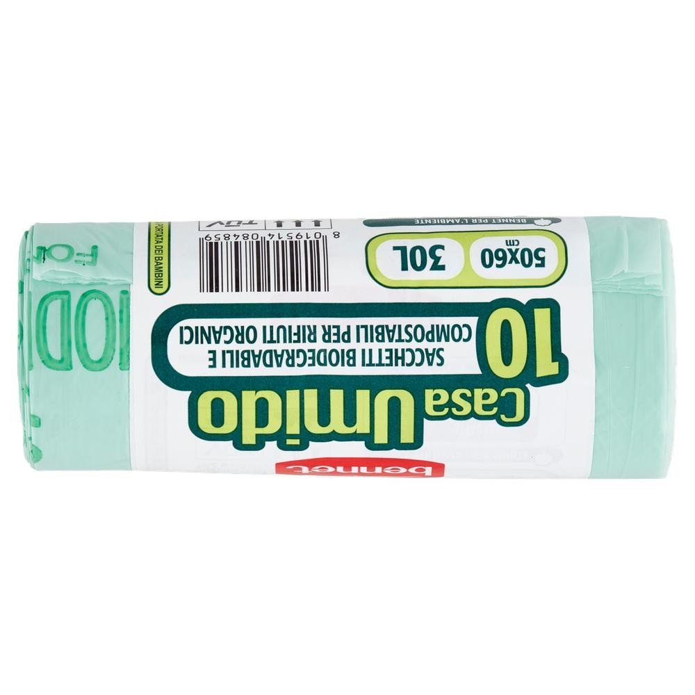 Sacchetti biodegradabili e compostabili per rifiuti organici conf. da 10, L 30, cm 50x60 in offerta da Bennet