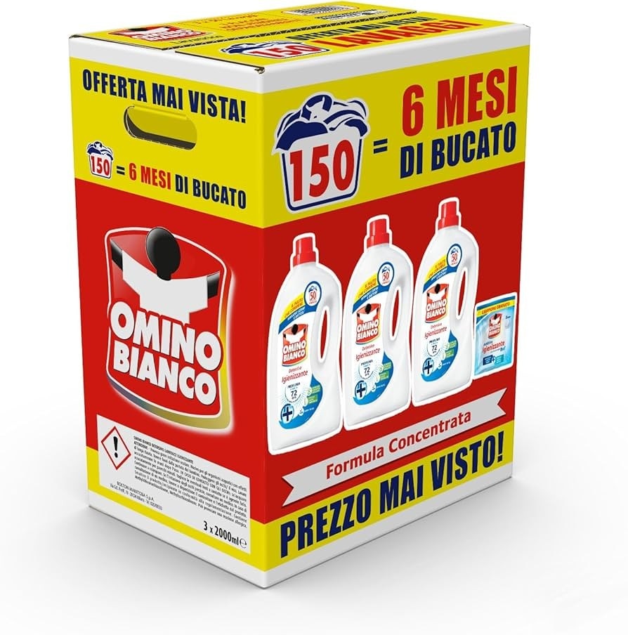 Detersivo liquido per lavatrice Omino Bianco 150 lavaggi in offerta da Iper La grande i