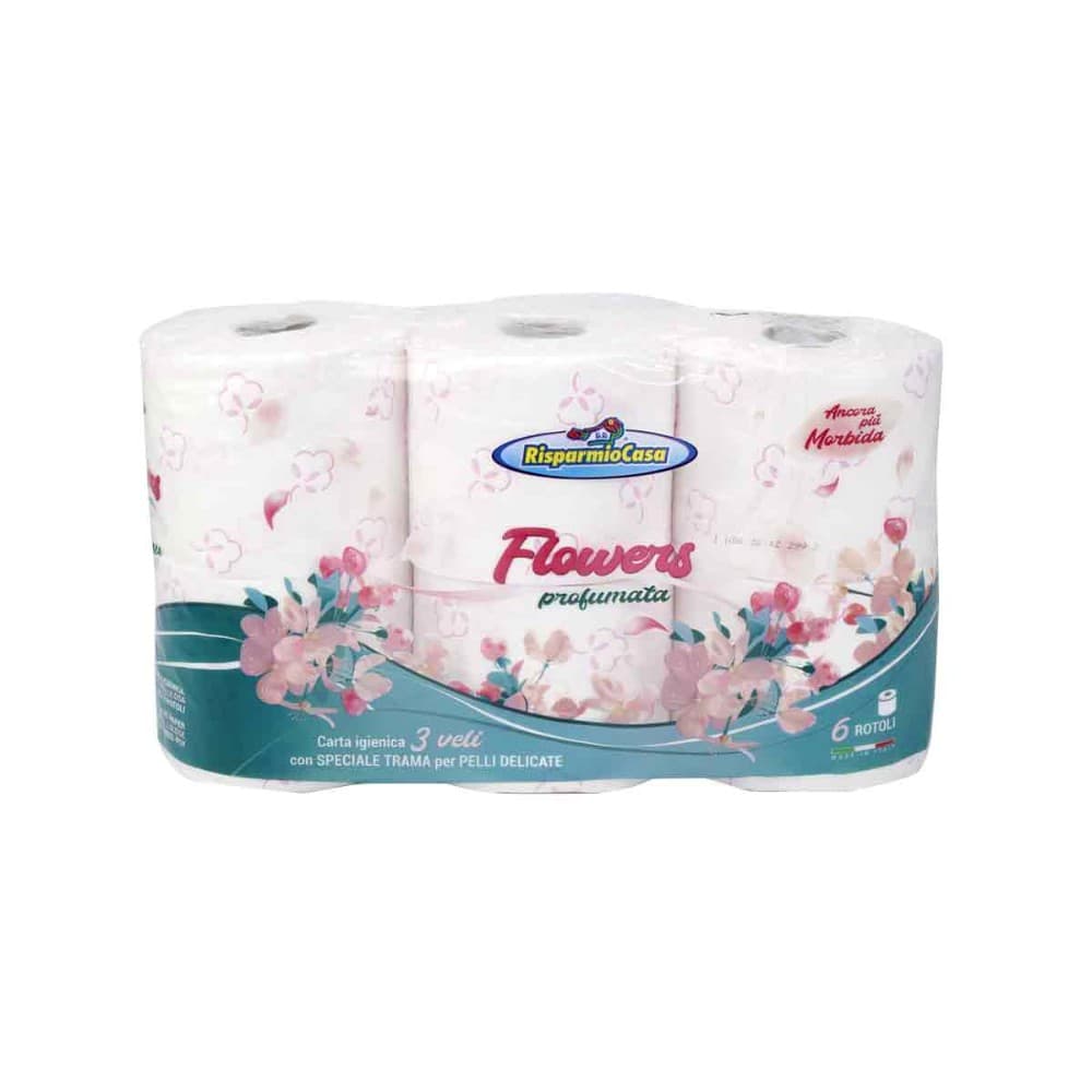 RisparmioCasa carta igienica Flowers 6 rotoli in offerta da Risparmio Casa