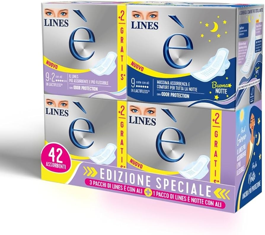 Lines E' assorbenti confezione quadripack 42 pezzi in offerta da Maury's