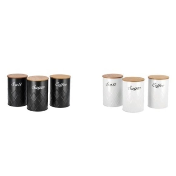 Contenitore in latta con coperchio in bamboo - Offerta nel negozio Happy Casa