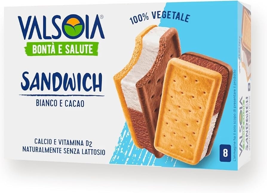 Gelato Sandwich Bianco e Cacao Valsoia 8 pezzi, g 320 in offerta da Panorama
