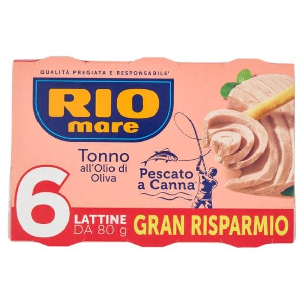 Tonno all'olio di oliva pescato a canna Rio Mare, 6x80 g – Il Gigante