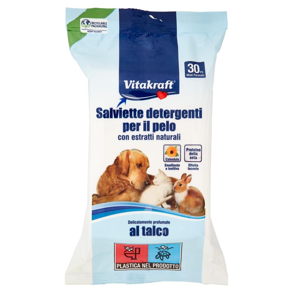 Salviette Detergenti per il Pelo 30 pz Vitakraft in offerta da Carrefour