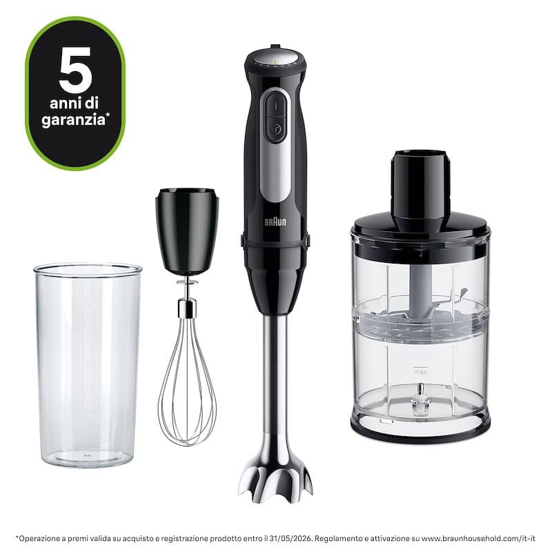 Braun frullatore a immersione Minipimer MultiQuick5 MQ50202MBK – Comet