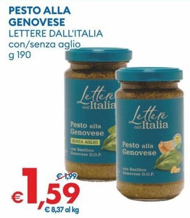 Pesto alla genovese Lettere dall'Italia 190 g in offerta da MD