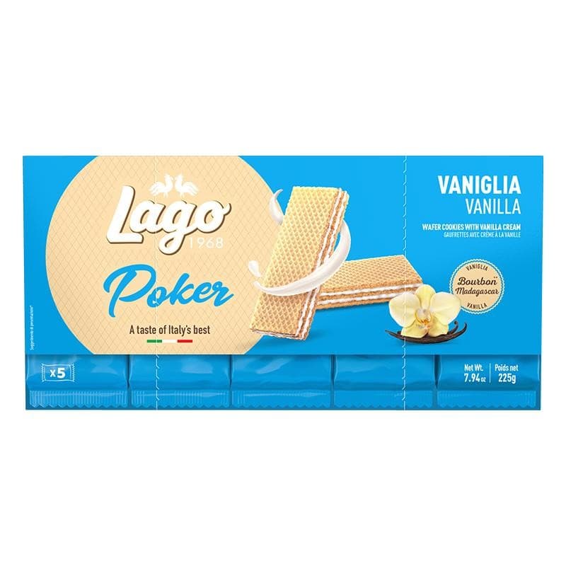 Wafer Poker alla nocciola, al cacao o alla vaniglia 450 g LAGO in offerta da Iper La grande i