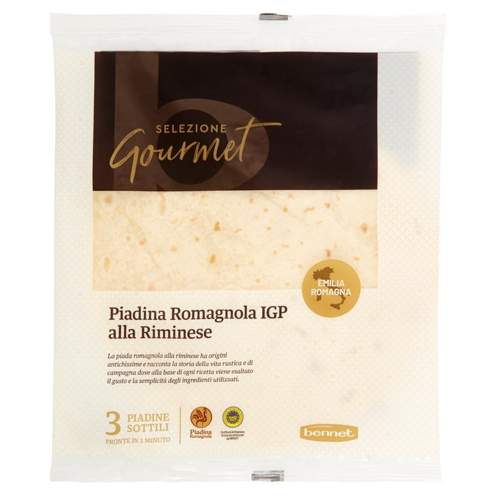 Piadina Romagnola IGP alla Riminese Selezione Gourmet Bennet 360 g - Offerta nel negozio Bennet
