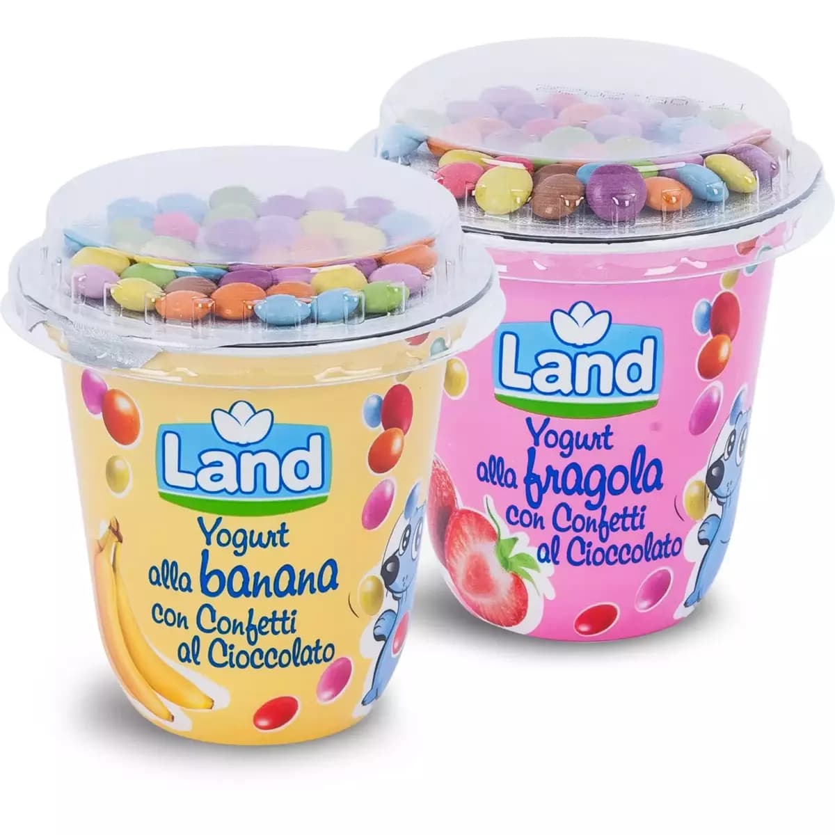 Land yogurt alla fragola/banana con confetti al cioccolato, 110 g – Eurospin