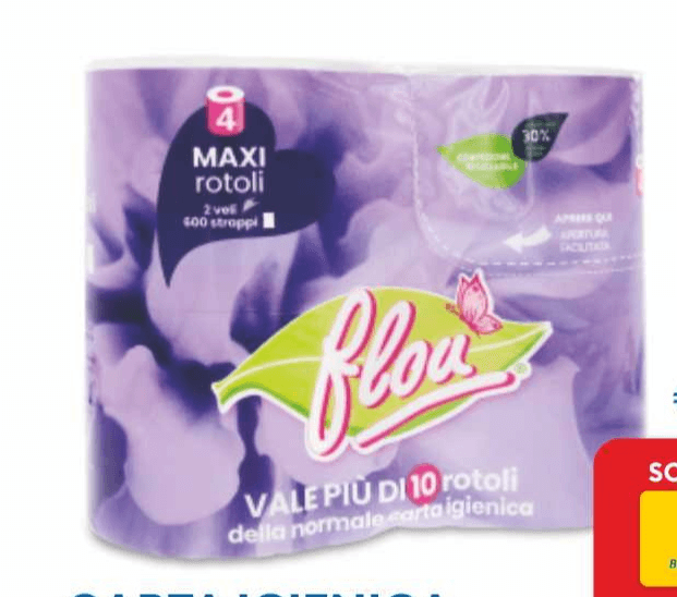 Carta Igienica 4 maxi rotoli in offerta da MD