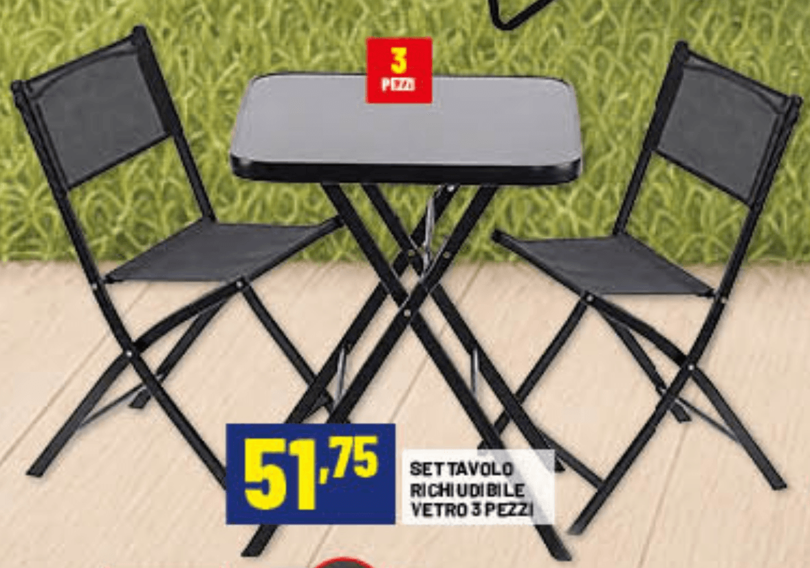 Set tavolo richiudibile vetro 3 pezzi in offerta da Risparmio Casa