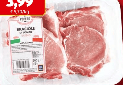 Il Podere braciole di lombo di suino, 700 g – ALDI