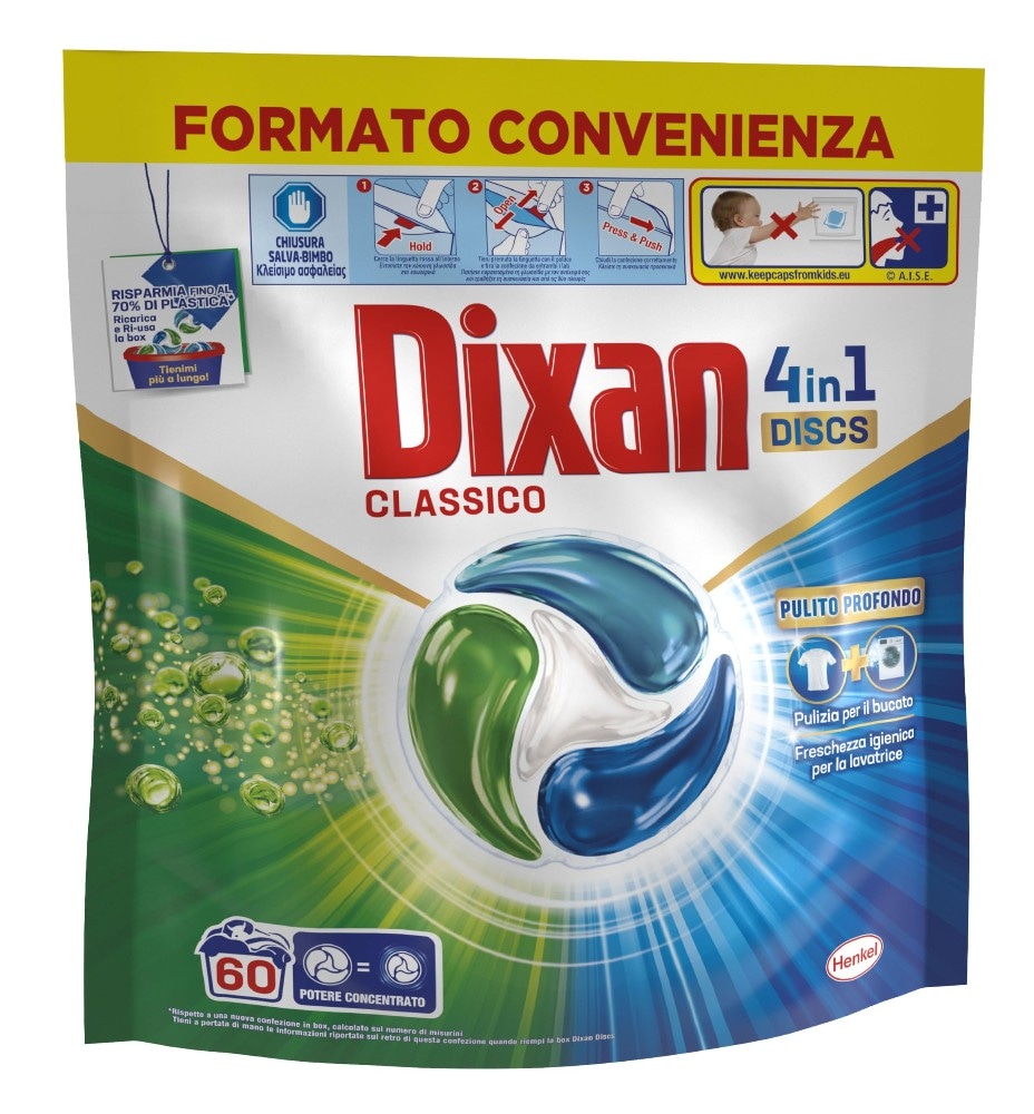 Dixan 4in1 Classico o Color 60 discs in offerta da Il Gigante