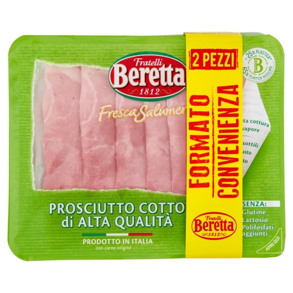 Prosciutto Cotto di Alta Qualità Fresca Salumeria Beretta, 2x120 g – Il Gigante