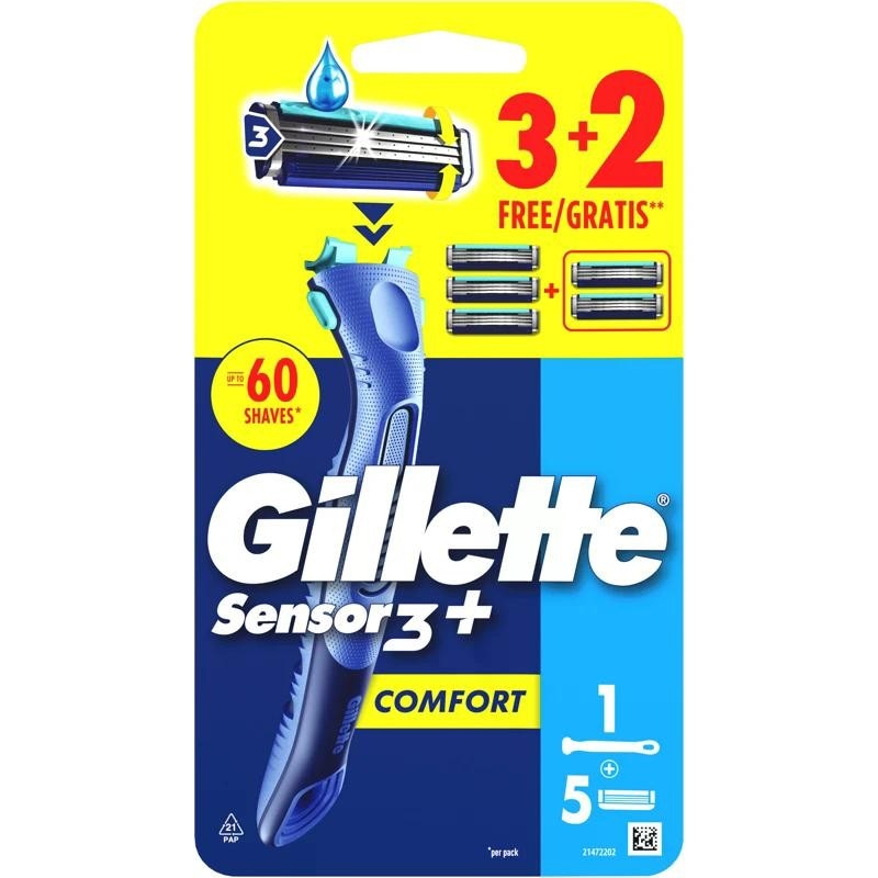 Gillette Sensor 3+ Comfort Rasoio + 5 Ricariche in offerta da Maury's