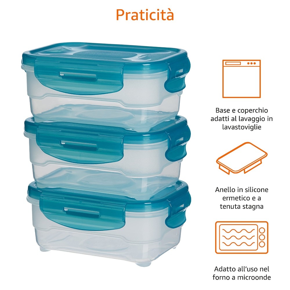Contenitori ermetici con coperchio 3 pezzi - Offerta nel negozio Happy Casa