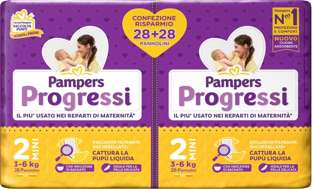 Pannolini Pampers Progressi pacco doppio 56 pezzi in offerta da Maury's