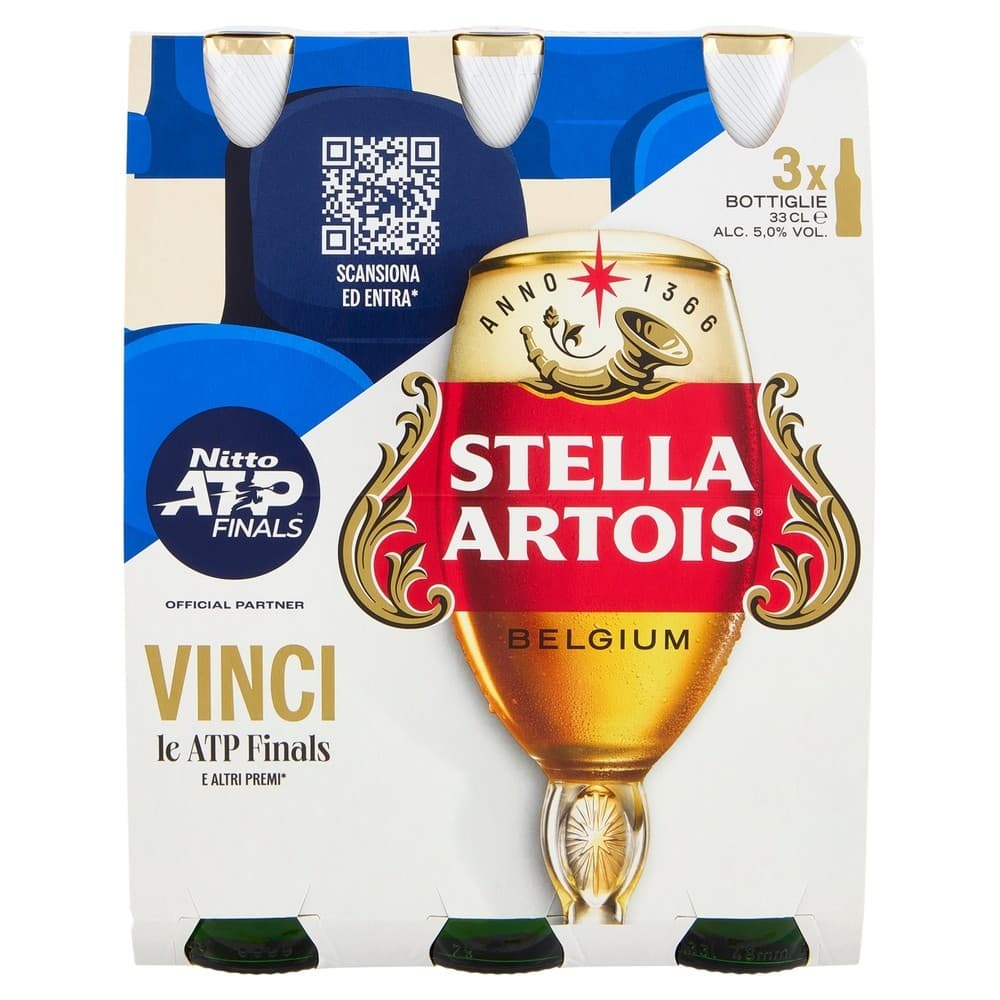 Birra Lager Belga Stella Artois, 3 x 330 ml – Bennet
