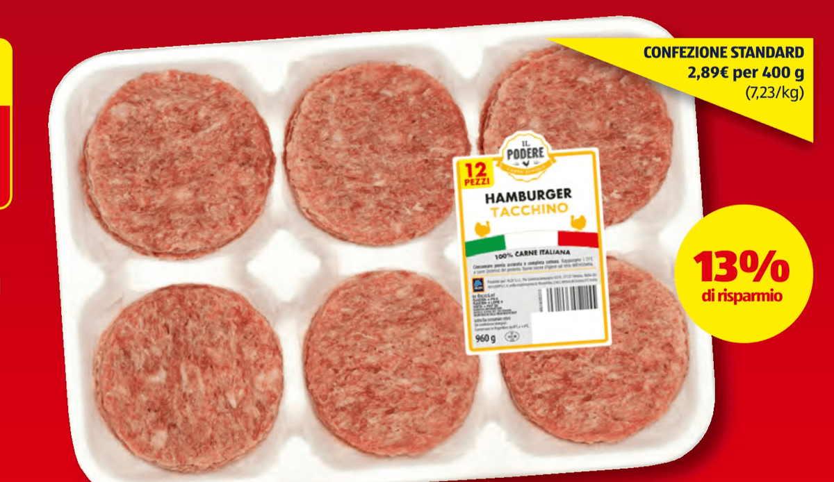 Hamburger di Tacchino XXL 960 g Il Podere - Offerta nel negozio ALDI