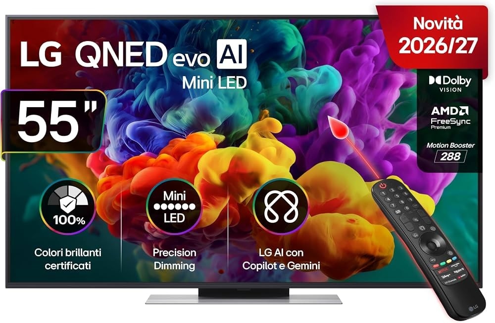 LG Qned Evo AI Mini LED TV Serie 86B 55QNED86B6B 55" in offerta da Comet