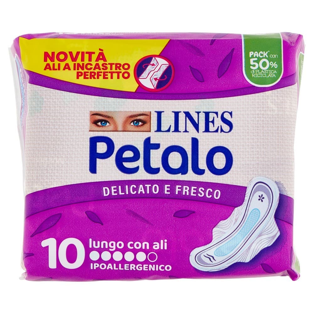 Assorbenti Ultra Lungo con Ali Petalo Lines, conf. da 10 – Bennet