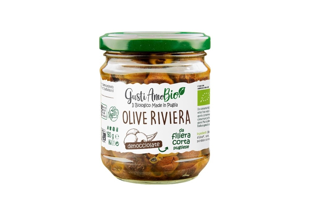 Olive Riviera Biologiche in olio extra vergine di oliva o Olive verdi Bella di Cerignola o Pomodori secchi di Puglia Biologici in olio 190/350 g in offerta da DeSpar