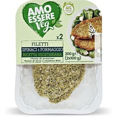 Filetti Spinaci e Formaggio 2 x 100 g AMO ESSERE Veg - Offerta nel negozio Eurospin