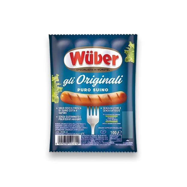 Wurstel di puro suino Wüber, 100 g – Bennet