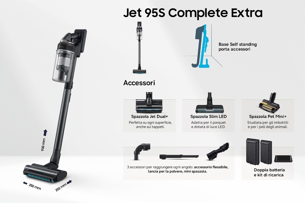 Samsung Scopa Elettrica Senza Filo Jet 95S Complete Extra in offerta da Trony