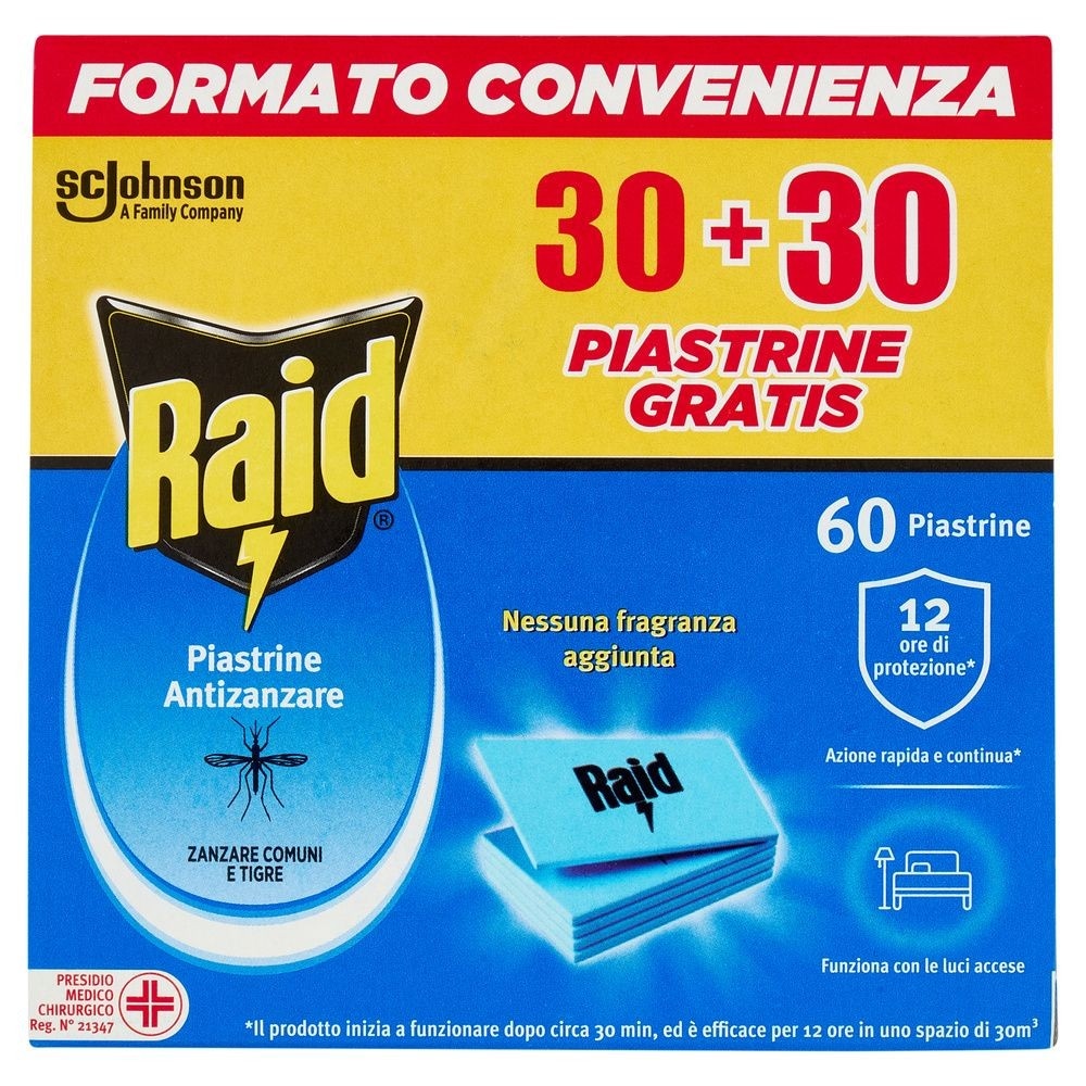 Raid Piastrine Antizanzare 30+30 pezzi - Offerta nel negozio Happy Casa