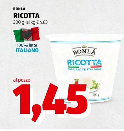 Bonlà ricotta 300 g in offerta da ALDI