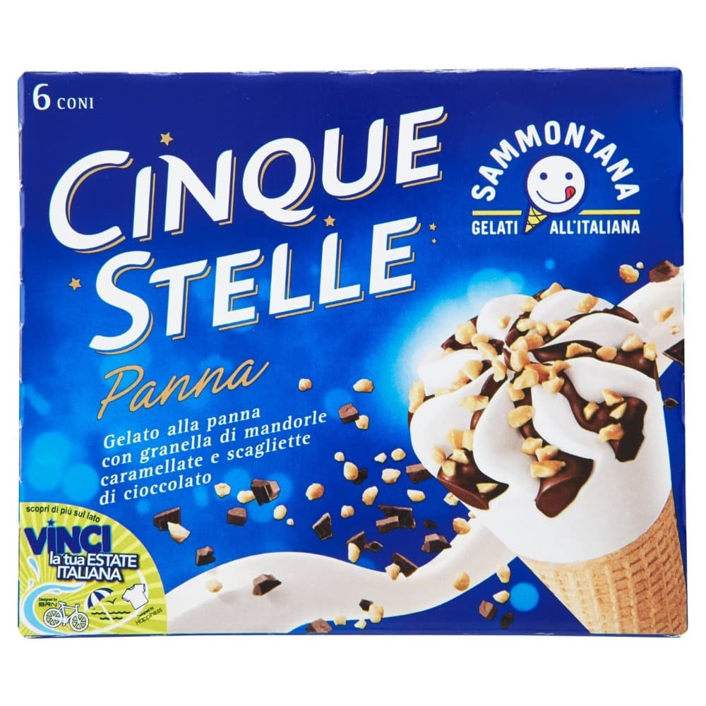 Cono gelato 5 Stelle Sammontana conf. da 6, tipi vari, g 450 in offerta da Bennet
