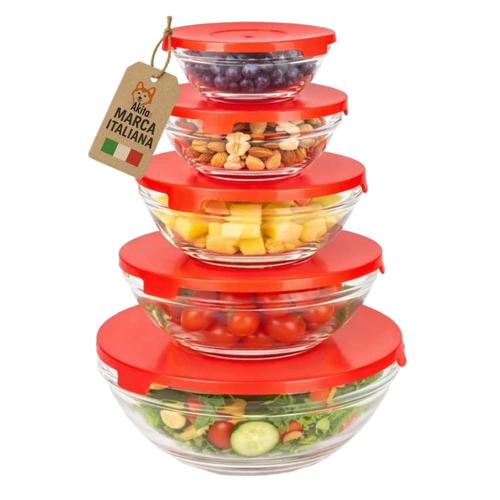 Set 5 contenitori in vetro trasparente, 5 pezzi – Dpiù