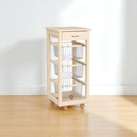 Carrello in legno chiaro con ruote - Offerta nel negozio Happy Casa