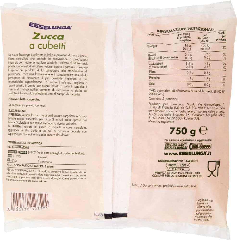 Zucca a cubetti Esselunga, 750 g – Esselunga