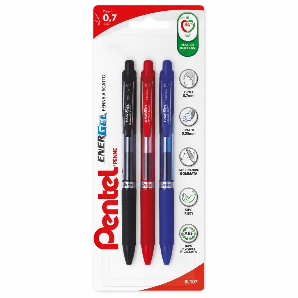 Penne roller a scatto Pentel EnerGel 3 pezzi in offerta da Coop
