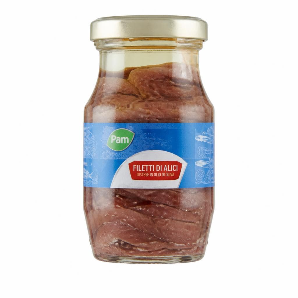 Filetti di alici distese in olio di oliva Pam, 150 g – Panorama