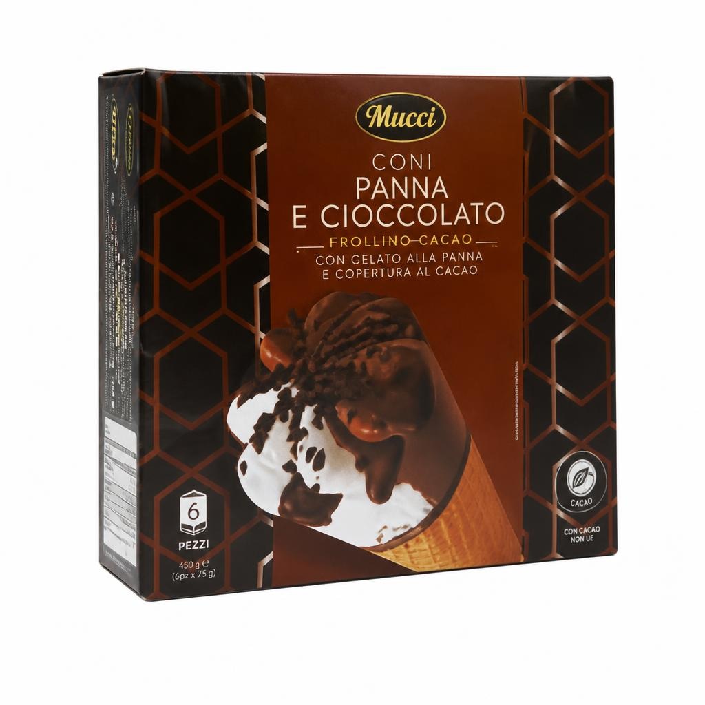 Coni panna e cioccolato 6 pezzi Mucci in offerta da ALDI