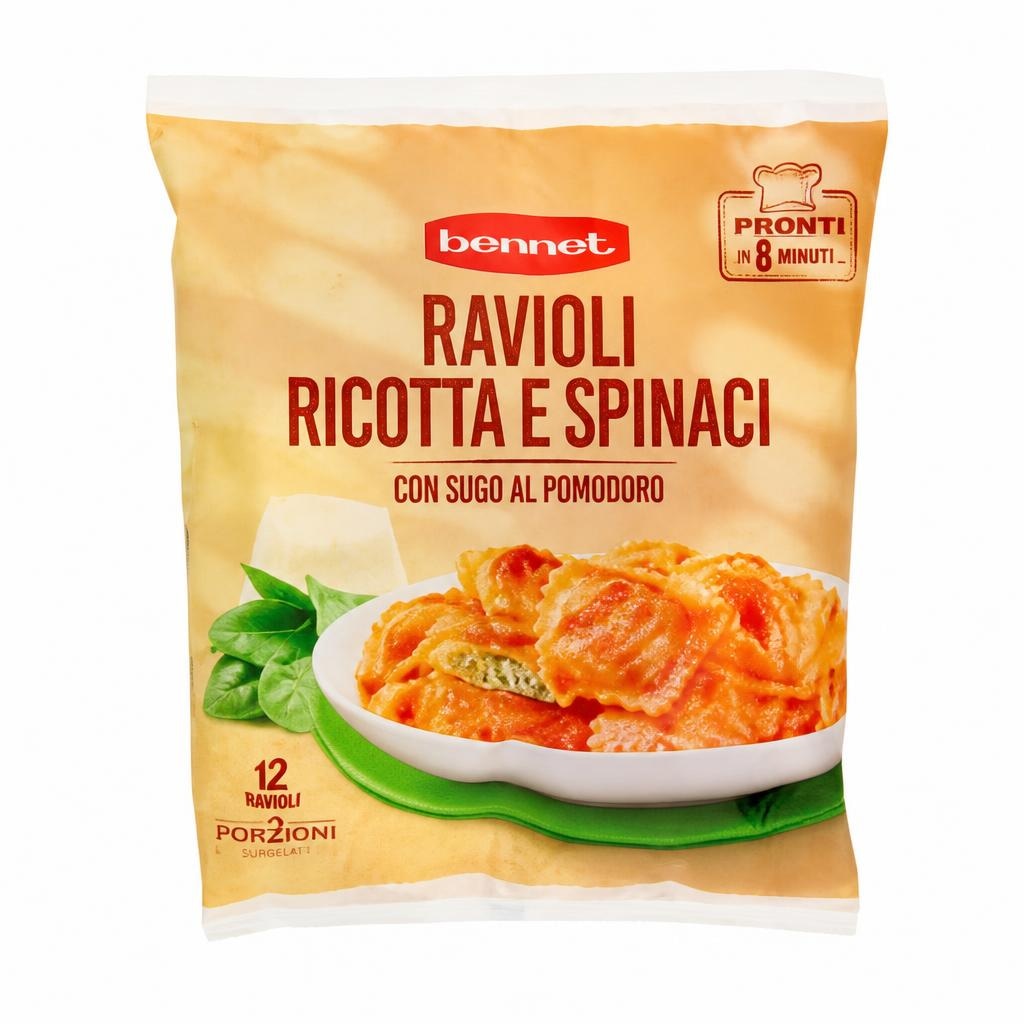 Ravioli ricotta e spinaci con sugo al pomodoro 550 g Bennet in offerta da Bennet