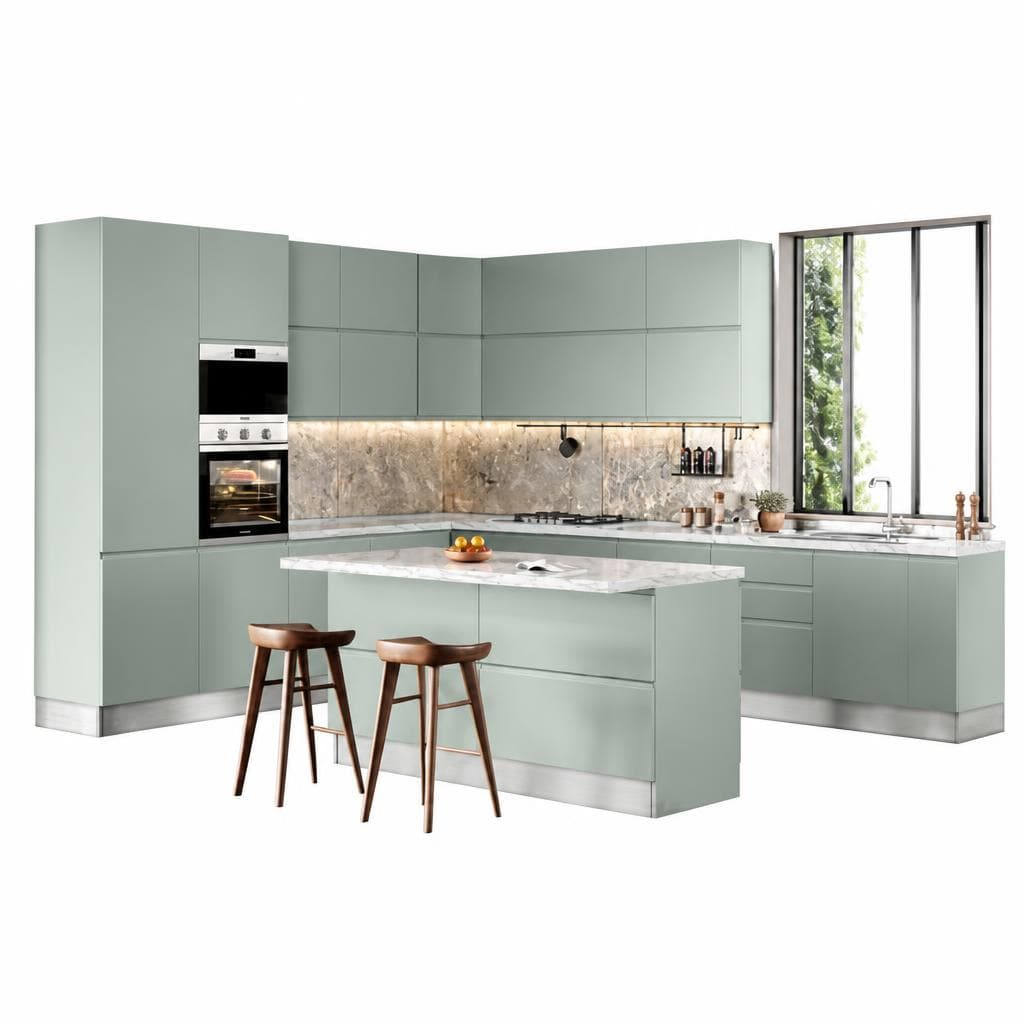 Cucina Verde Acquamarina laccato opaco composizione tipo – Mondo Convenienza
