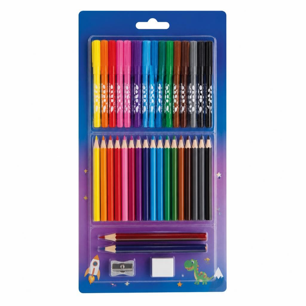 Set 13 pennarelli/Set 13 matite colorate/Set 2 matite + temperino + gomma Faber Castell in offerta da Eurospin