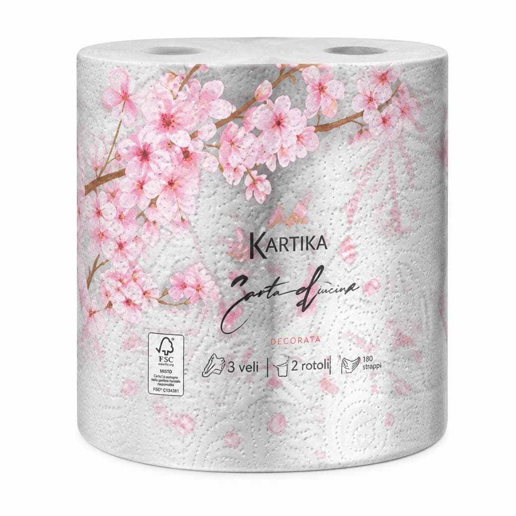 Kartika carta da cucina decorata, 3 veli, 2 rotoli, 180 strappi – Lidl
