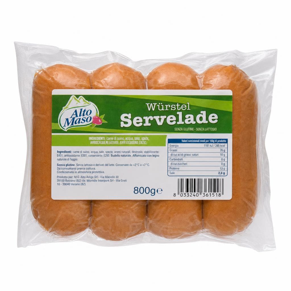 Würstel Servelade, 800 g Alto Maso – Dpiù