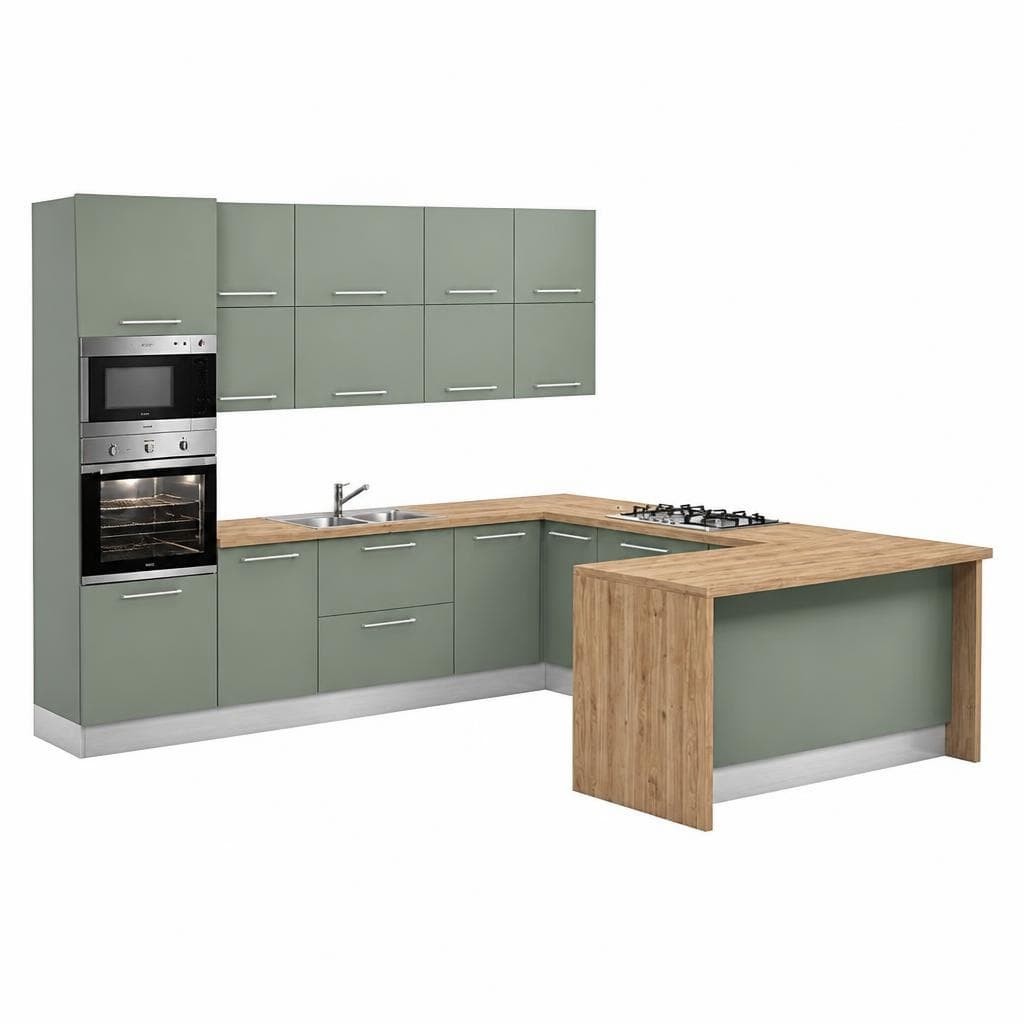Cucina composizione tipo Verde Opaco – Mondo Convenienza