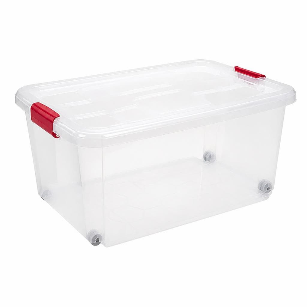 Cessini box trasparente con ruote coperchio apribile, 30 litri – Risparmio Casa