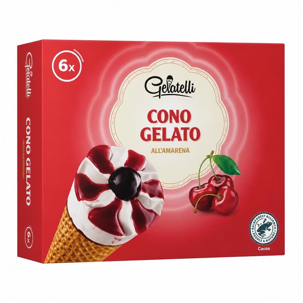 Gelatelli cono gelato all'amarena 450 g confezione in offerta da Lidl
